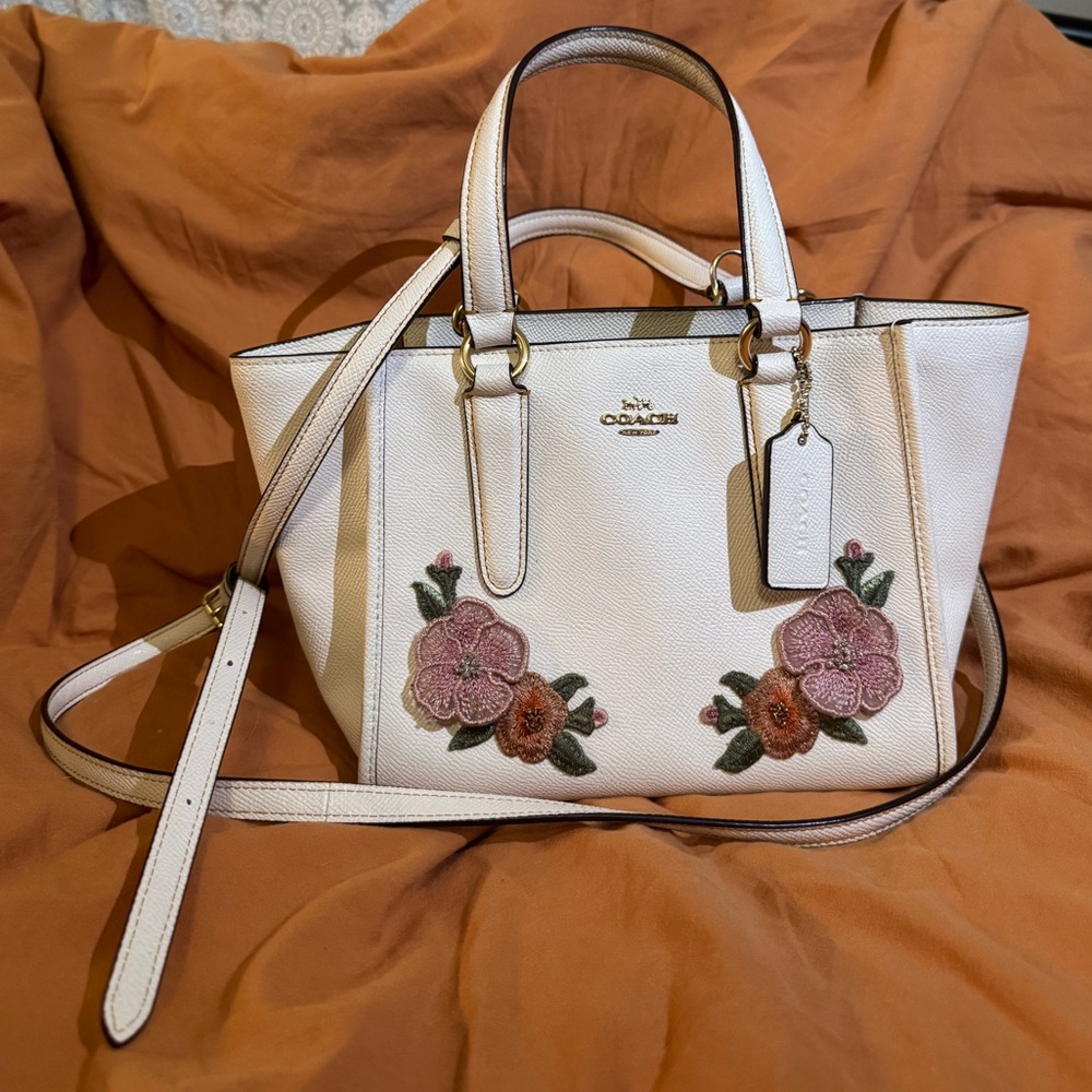 COACH white floral purse crossbody bag